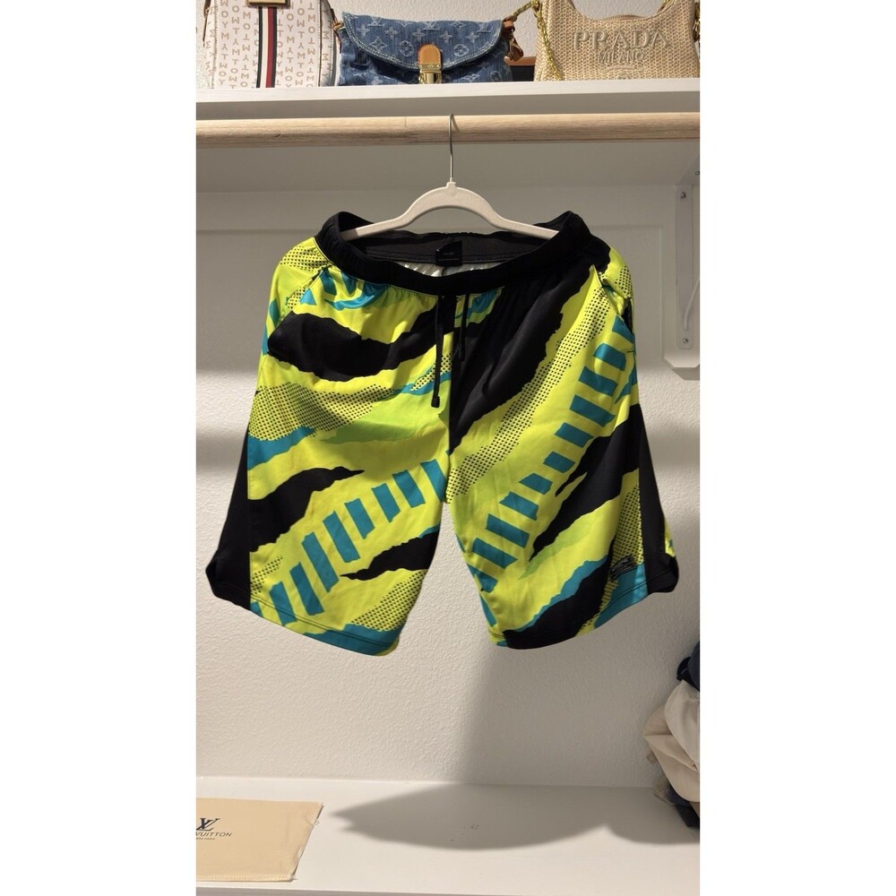 Athletic works Boys Neon Yellow Black Teal Graphic Print Athletic Shorts – XL